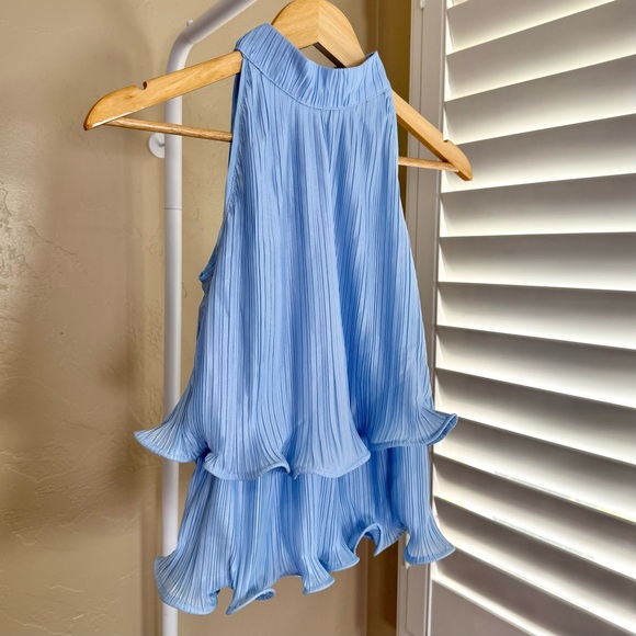 Commense Light Blue Two Piece Set NWT XS Light Blue Top & Midi Skirt Pleated - Picture 5 of 14